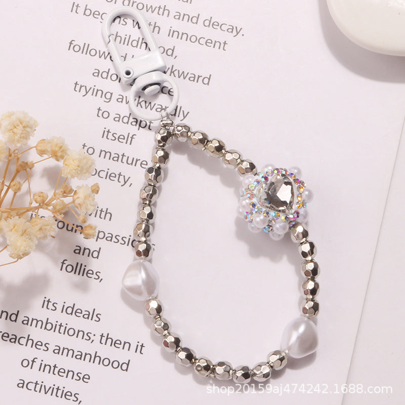 Wholesale Pearl Diamond Heart Metal keychain